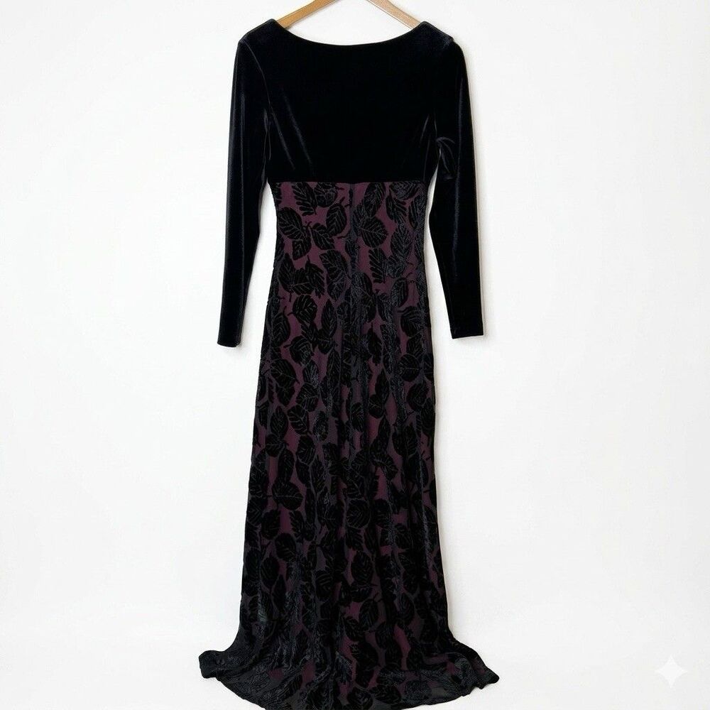 Vintage Mica Velvet Burnout Maxi Dress Gown Womens 8 Whimsigoth Victorian Vampy - Picture 3 of 9